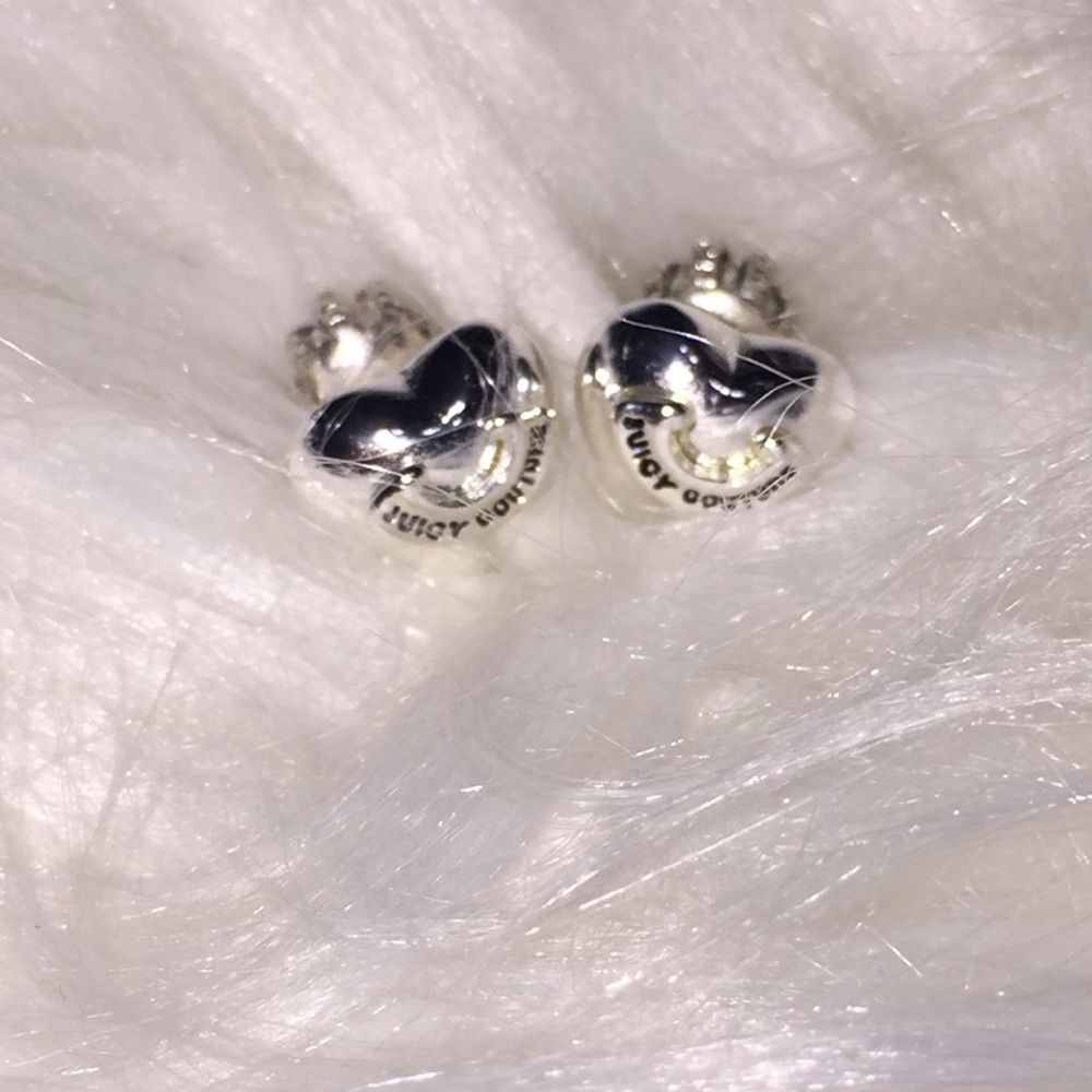 Juicy Couture Silver Heart-shaped earrings.